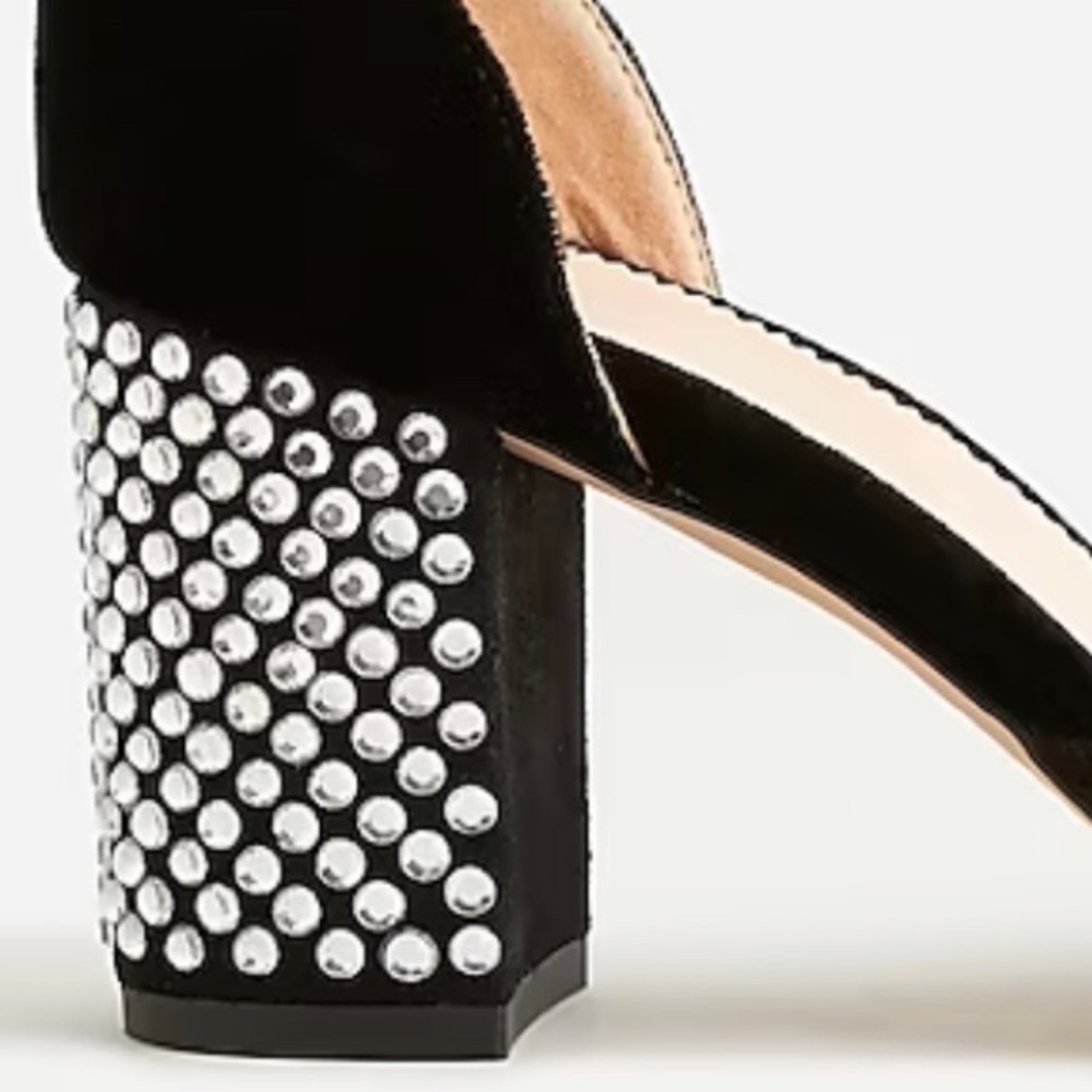 J.Crew Maisie Black Crystal Studded Velvet Heels - Picture 4 of 12